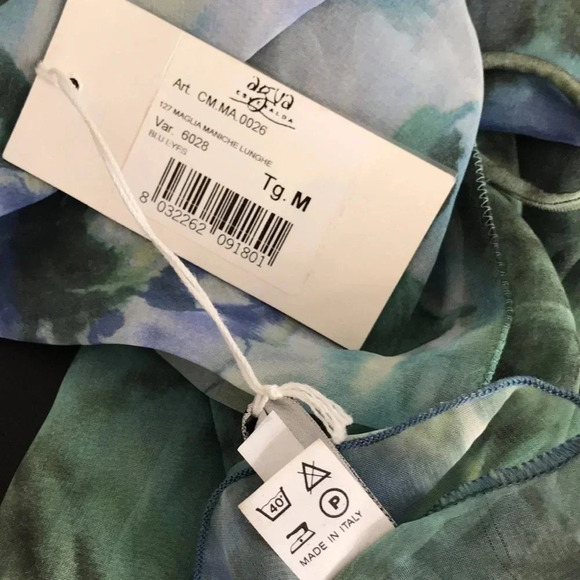 Agua Esmeralda Size Medium Floral Top. Scrunch Sleeve Style. Made in Italy. New - Picture 4 of 5